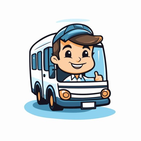 Courier Car Cartoon Mascot Character Vector Illustration.