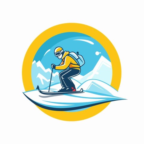 Snowboarder on a surfboard. Vector illustration in flat style