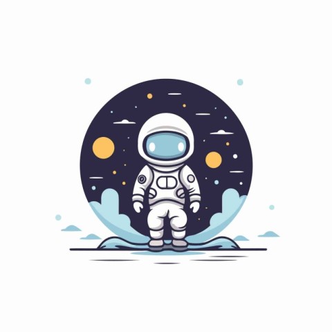 Astronaut in outer space. flat vector illustration on white back