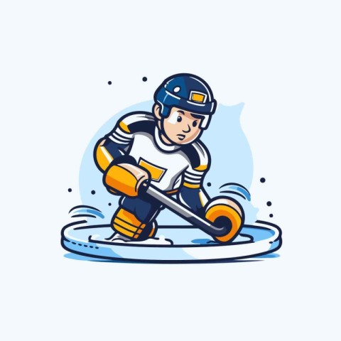 Ice hockey player. Vector illustration of ice hockey player on i