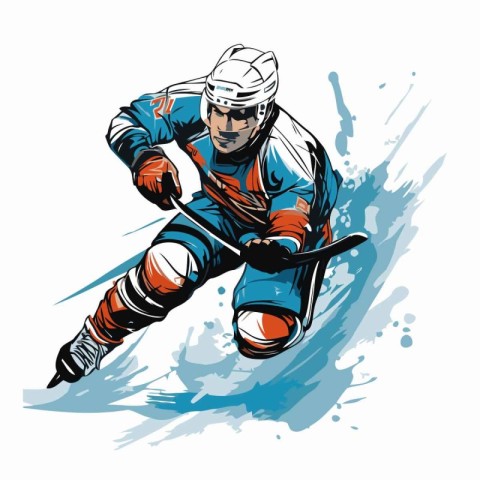 Ice hockey player in action. sport vector illustration on white