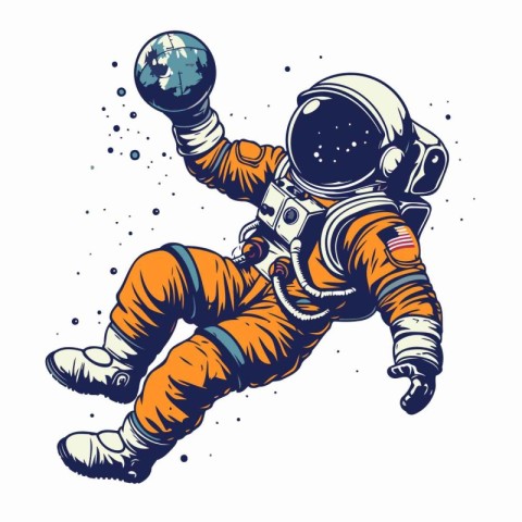 Astronaut in spacesuit. Vector illustration on white background.