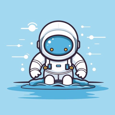 astronaut floating on water cartoon vector illustration eps10 gr