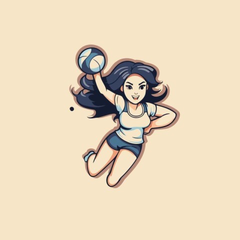 Volleyball player woman vector logo design. Volleyball player gi