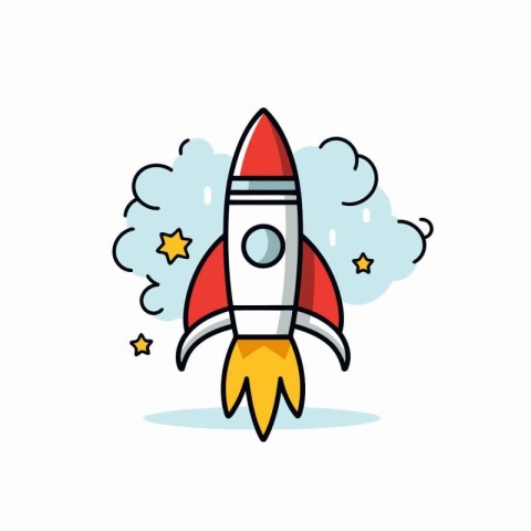 Rocket icon in flat style. Startup vector illustration on white