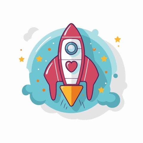 Rocket icon in flat design style. Vector illustration. Eps 10.