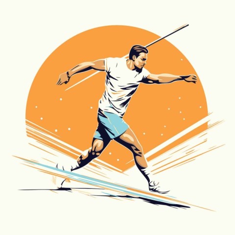 Vector illustration of a baseball player running with bat on his