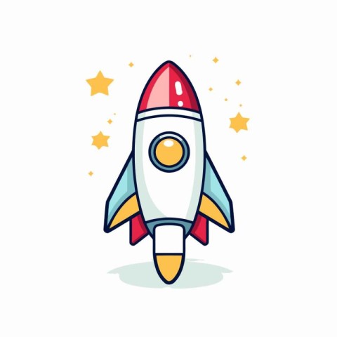 Rocket icon in flat design style. Vector illustration on white b