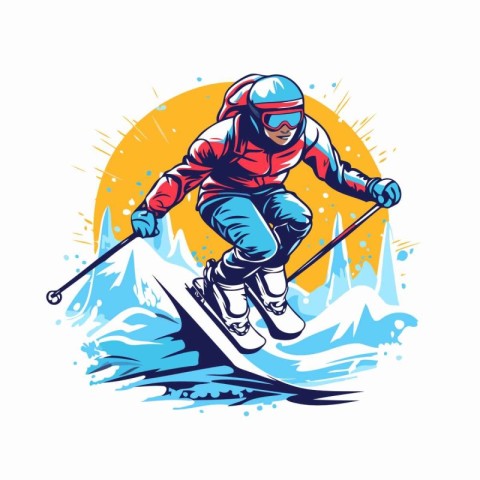 Skiing. skier. snowboarder. Vector illustration