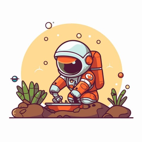 Astronaut in space suit. Vector illustration in cartoon style.