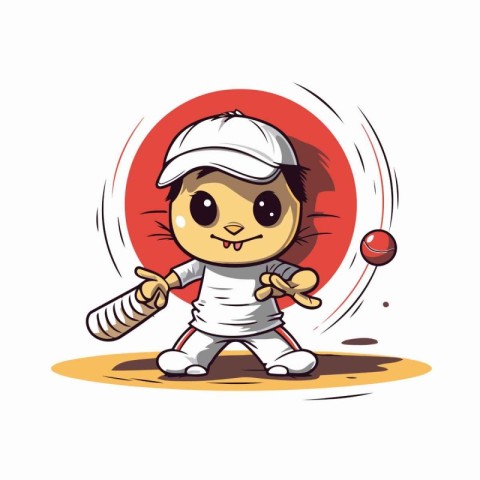 Cricket player vector illustration. Cute cartoon cricket player