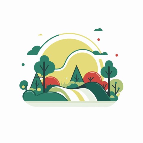 Flat design vector illustration concept of nature landscape. Lan