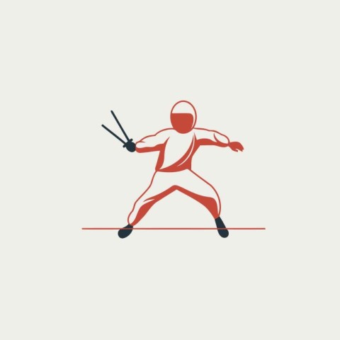 Fencing sport icon. Outline style vector illustration isolated o