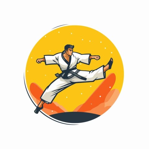 Taekwondo. karateial arts vector illustration.