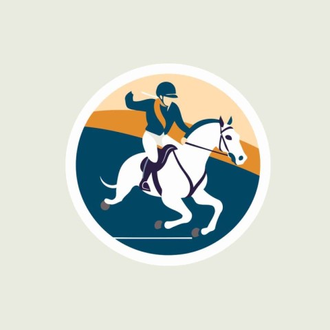 Horse and rider icon. Vector illustration in flat design style.