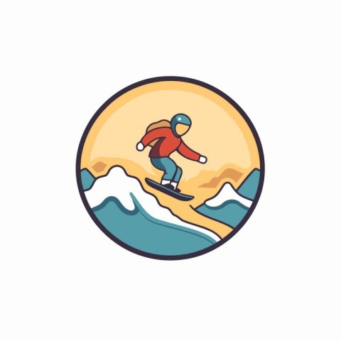 Snowboarder icon. Vector illustration of a snowboarder riding a