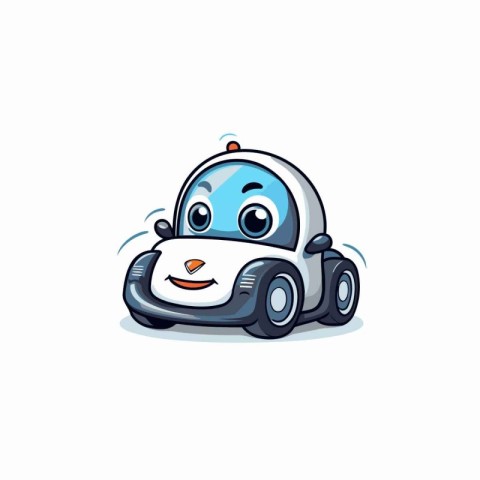 Cute robot car cartoon character vector illustration isolated on