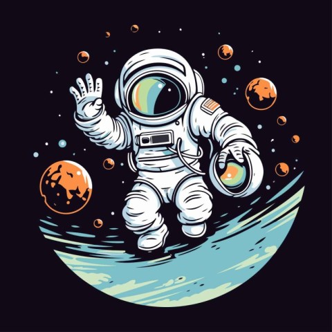 Astronaut in outer space. Vector illustration for your design.