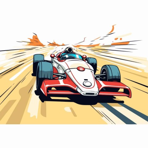 illustration of a racing car on the race track. Vector illustrat