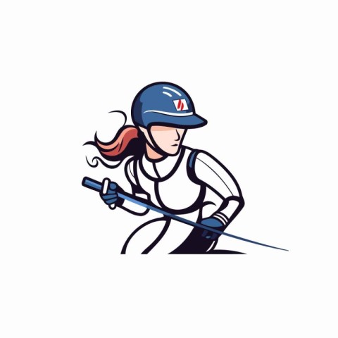 Vector illustration of a girl in a baseball cap with a baton.