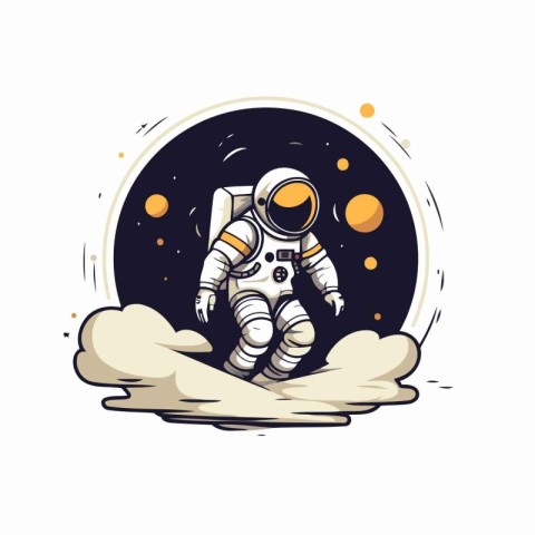 Astronaut in the outer space. Vector illustration on white backg