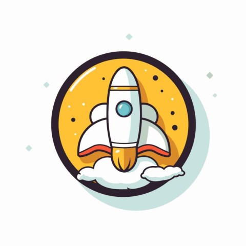 Rocket icon. vector illustration. Flat design style with yellow