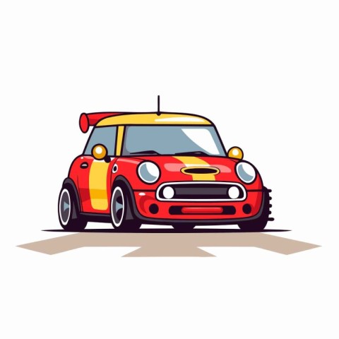 Illustration of a red car on a white background. Vector illustra