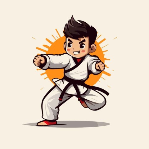 Cartoon taekwondo boy. Vector illustration of a taekwondo boy.