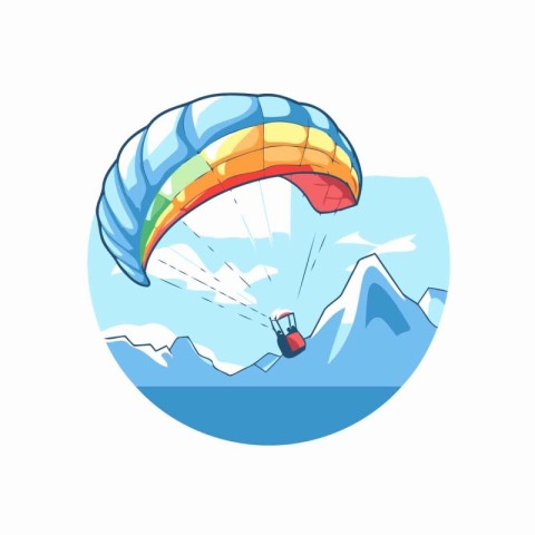 Paraglider flying over the mountains. Paraglider in the sky. Vec