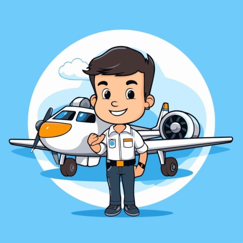 Airplane pilot cartoon character vector illustration design. Car