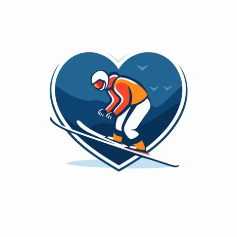 Skiing logo. Vector illustration of a snowboarder skier in the s