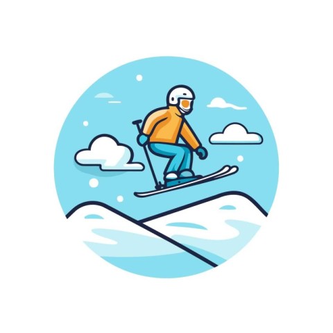 Snowboarder on snowboard. Winter sport. Vector illustration.