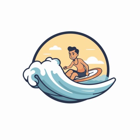 Surfing logo. Surfer on a wave. Vector illustration.