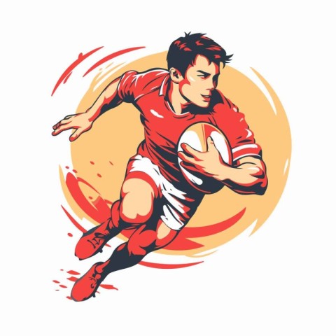 Rugby player with ball. Vector illustration for sport team logo