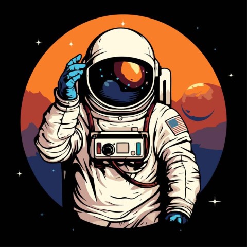 Astronaut on the background of the full moon. Vector illustratio