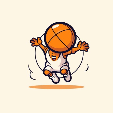 Basketball Player Cartoon Mascot Character. Vector Illustration.