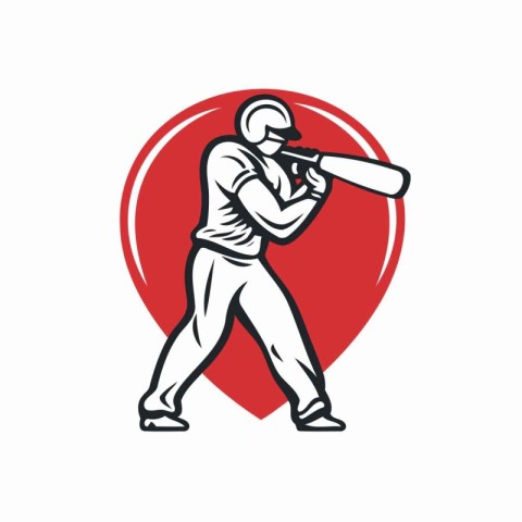 Illustration of a baseball player batting with bat set inside he