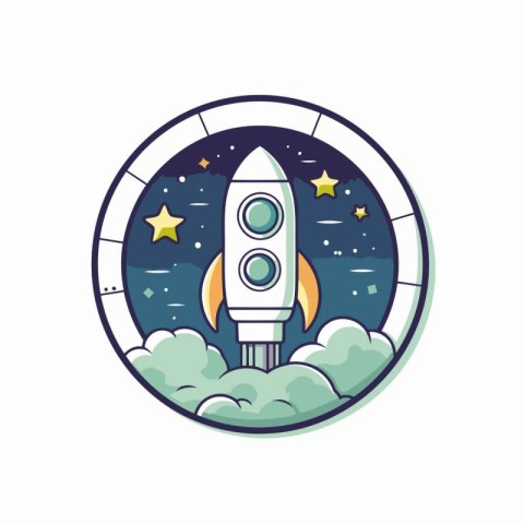 Space rocket icon. Vector illustration in flat cartoon style. Sp