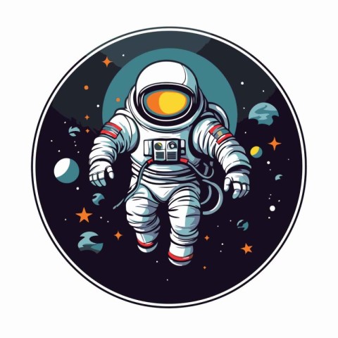 Astronaut in outer space. Vector illustration on white backgroun