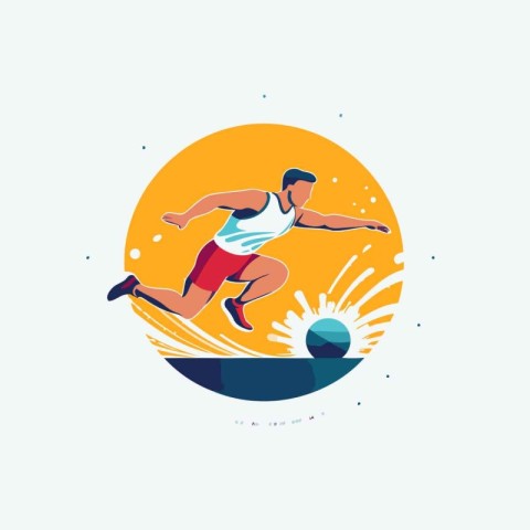 Running man vector illustration. Athlete in sportswear running w