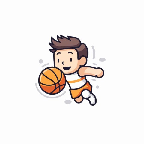 Basketball player vector icon. Cartoon basketball player isolate