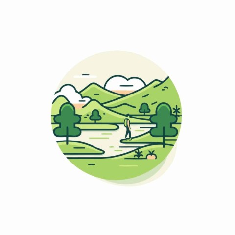 Vector illustration of a camping in the mountains. Flat style de