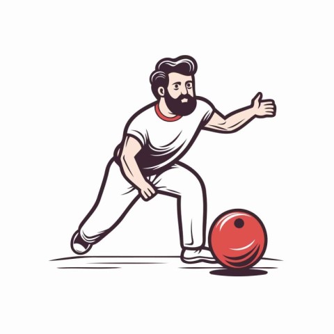 Cricket player with ball. Vector illustration of a cricket playe