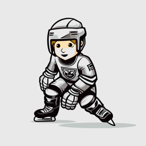 Cartoon ice hockey player. Vector illustration in a flat style.