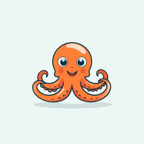 Cute cartoon octopus character. Vector illustration of sea anima