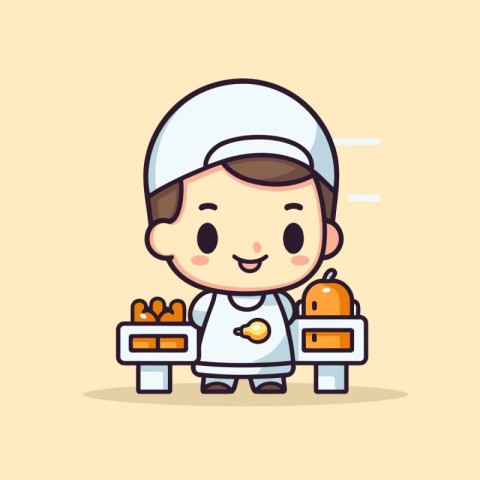 Cute chef character design. Cute chef concept. Vector illustrati