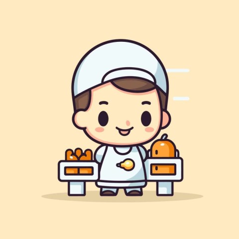 Cute chef character design. Cute chef concept. Vector illustrati
