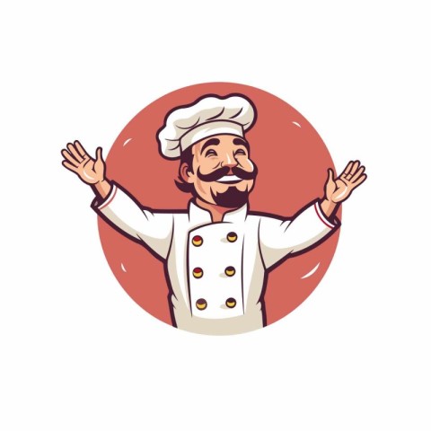 Chef man cartoon character vector Illustration on a white backgr