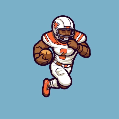 American football player running with ball. Vector illustration