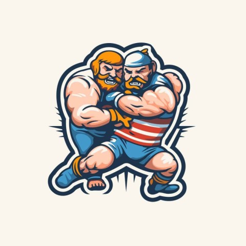 Mascot illustration of an old man playing rugby with a ball